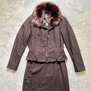 Ladies Black Wool Lined 2-Piece Suit (Jacket + Matching Skirt)